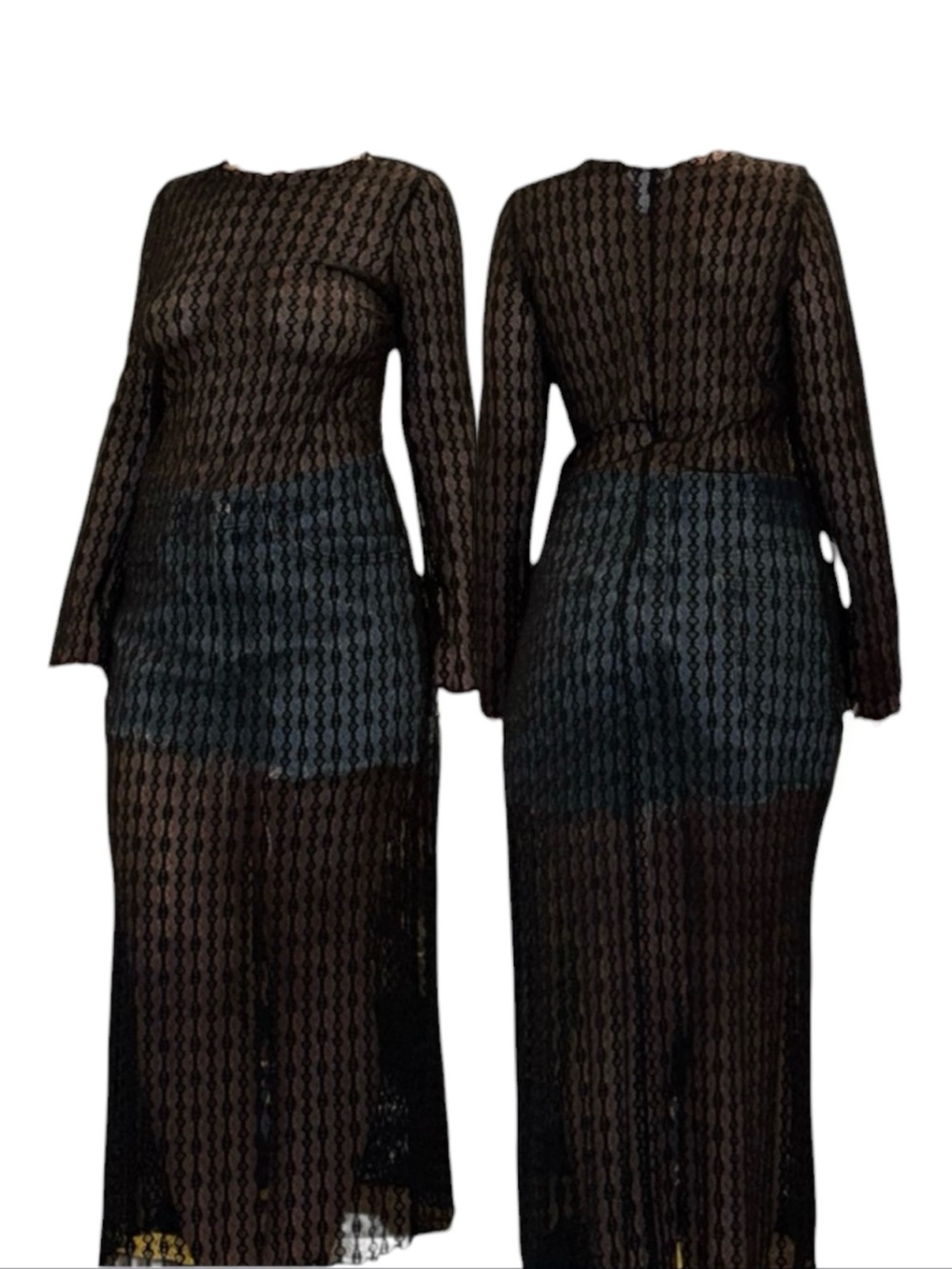 H&M Black Sheer Lace Long Sleeve Dress
